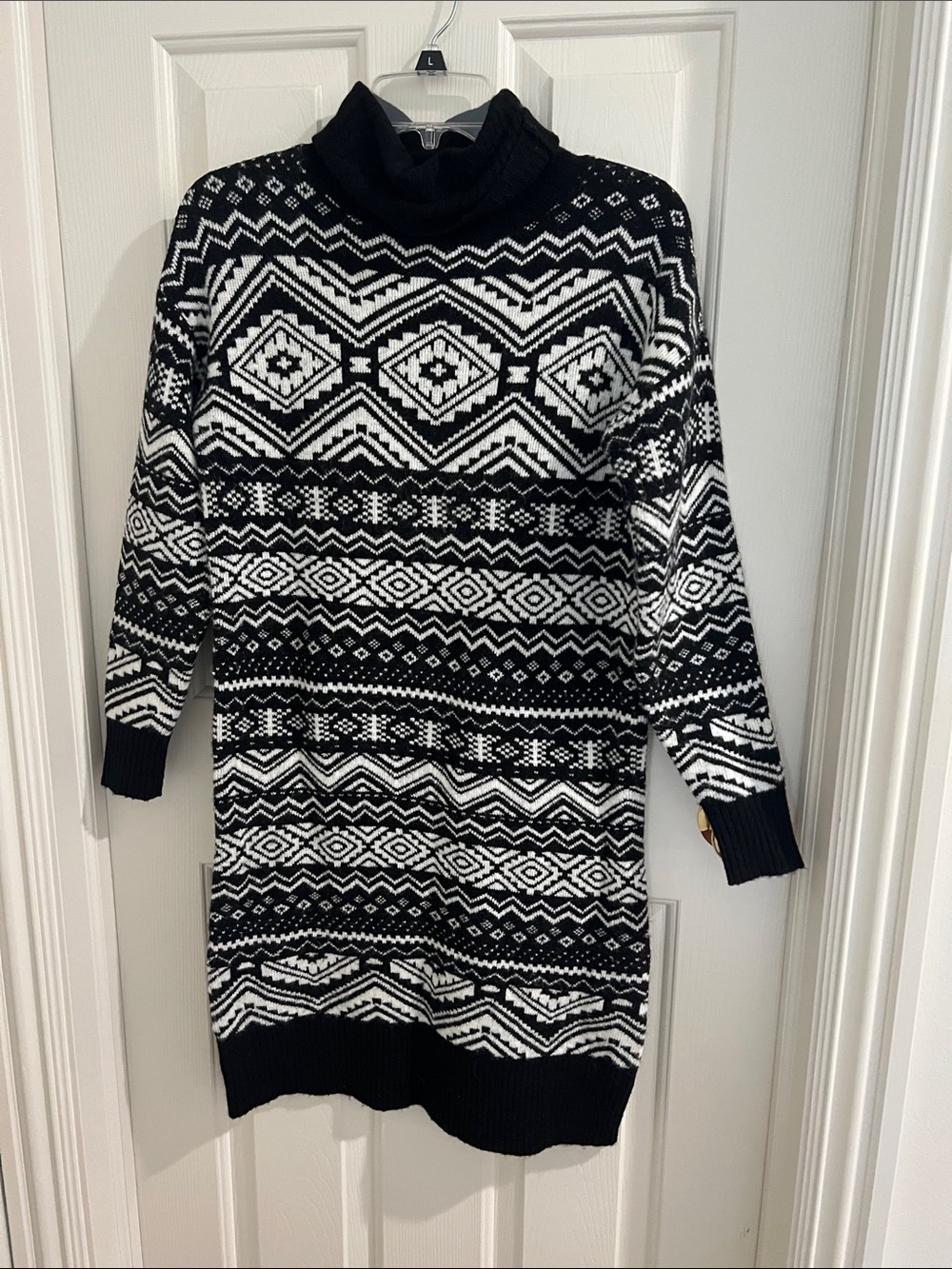 LOFT Black and White Knit Sweater Dress